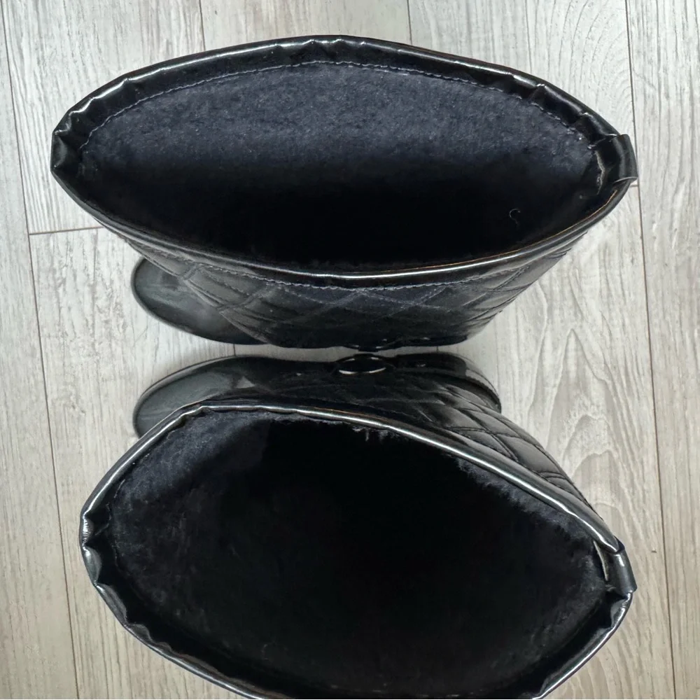 Stuart Weitzman Black Leather & Rubber Stirrup Rain Boots Size 39 (Size 8.5) - Picture 13 of 16